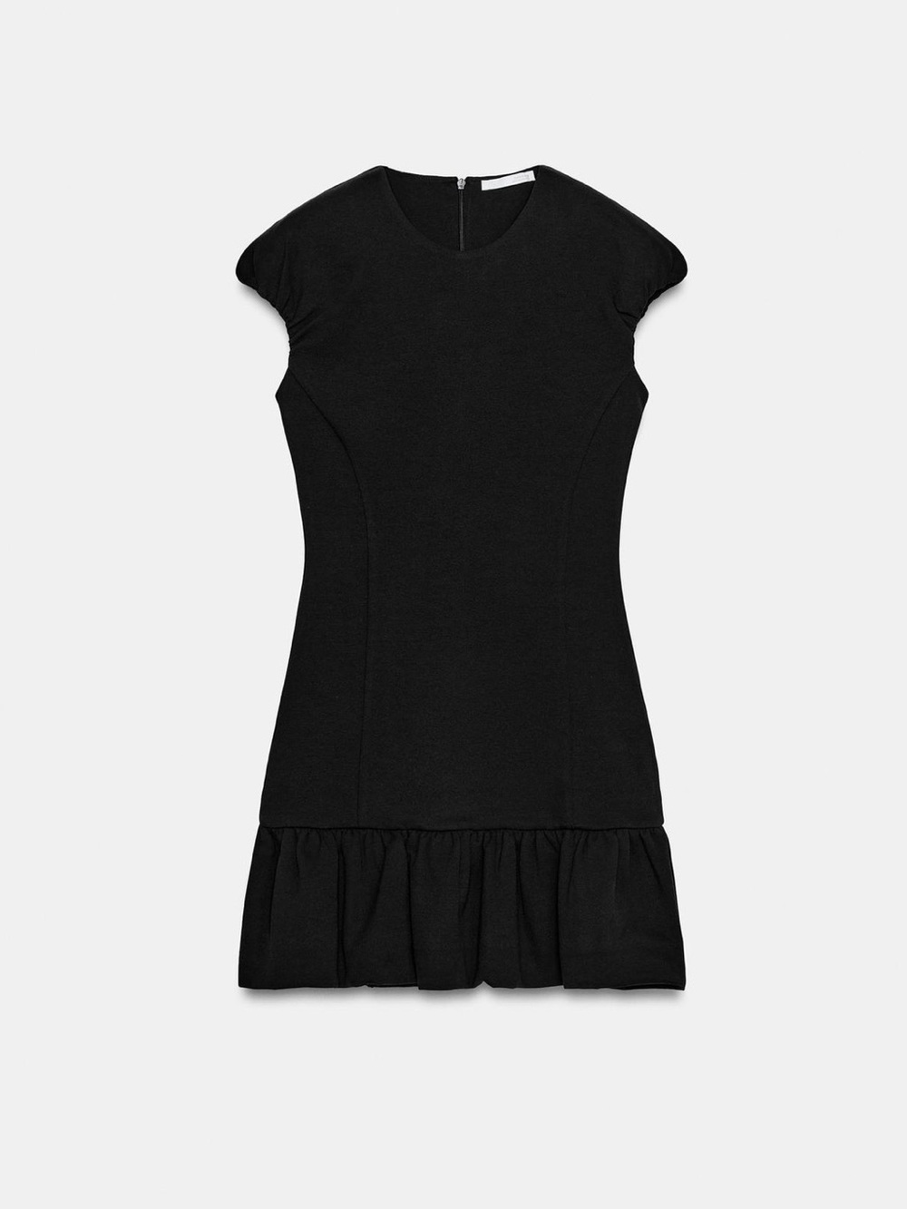 NWT Zara Black Cap-Sleeve Ruffle-Hem Dress - Picture 5 of 9